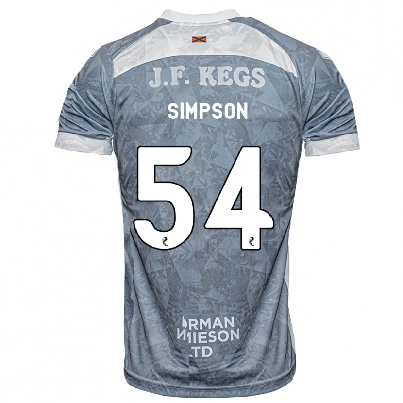 Danxen Kinderen Finlay Simpson #54 Lichtleigrijs Uitshirt Uittenue 2026/27 T-Shirt België