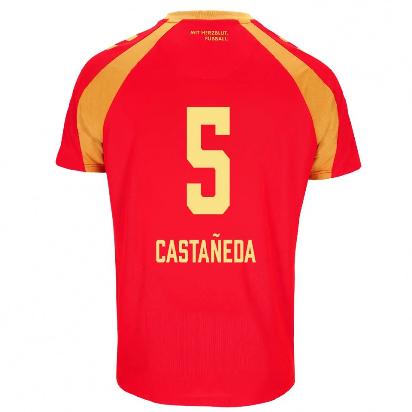 Danxen Kinderen Santiago Castañeda #5 Rood Oranje Zwart Uitshirt Uittenue 2026/27 T-Shirt België