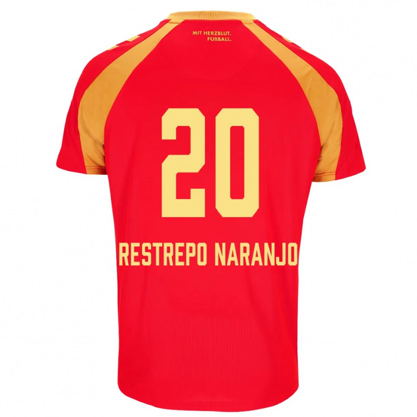 Danxen Kinderen Pedro Restrepo Naranjo #20 Rood Oranje Zwart Uitshirt Uittenue 2026/27 T-Shirt België