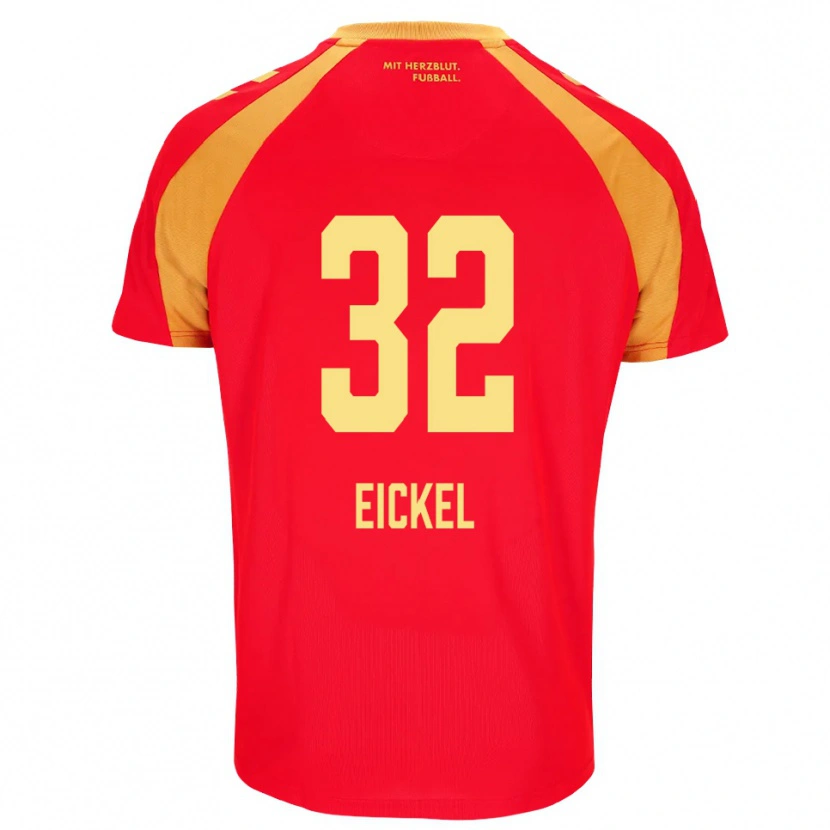 Danxen Kinderen Lasse Eickel #32 Rood Oranje Zwart Uitshirt Uittenue 2026/27 T-Shirt België