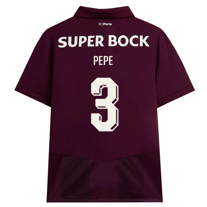 Danxen Kinderen Pepe #3 Bordeauxrood Wit Uitshirt Uittenue 2026/27 T-Shirt België