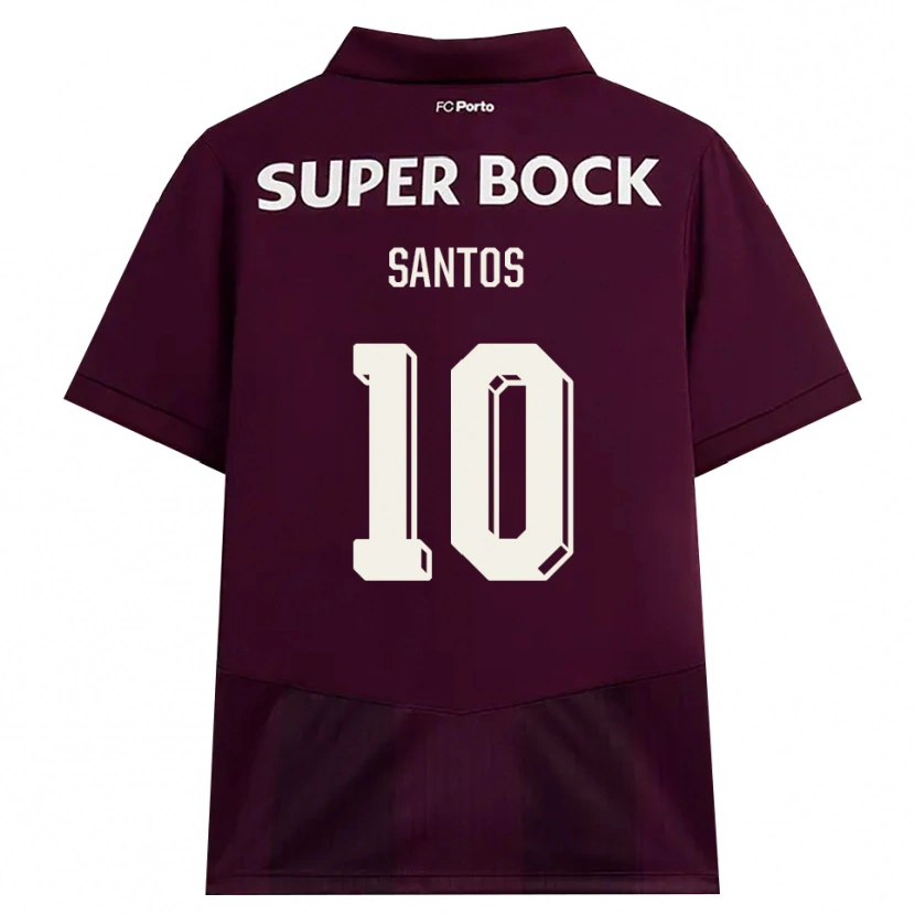 Danxen Kinderen Gonçalo Santos #10 Bordeauxrood Wit Uitshirt Uittenue 2026/27 T-Shirt België