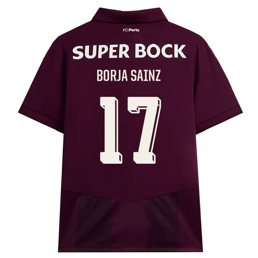 Danxen Kinderen Borja Sainz #17 Bordeauxrood Wit Uitshirt Uittenue 2026/27 T-Shirt België
