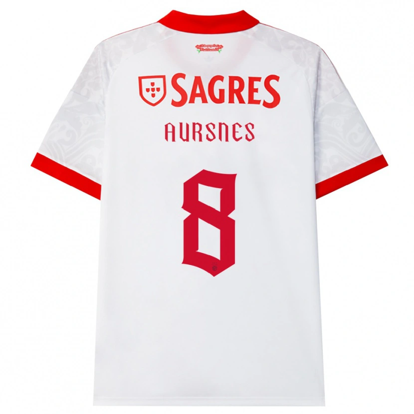 Danxen Kinderen Fredrik Aursnes #8 Wit Rood Geel Uitshirt Uittenue 2026/27 T-Shirt België