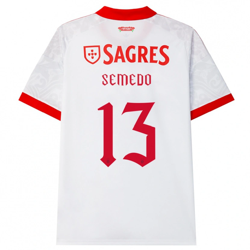 Danxen Kinderen Benjamim Semedo #13 Wit Rood Geel Uitshirt Uittenue 2026/27 T-Shirt België