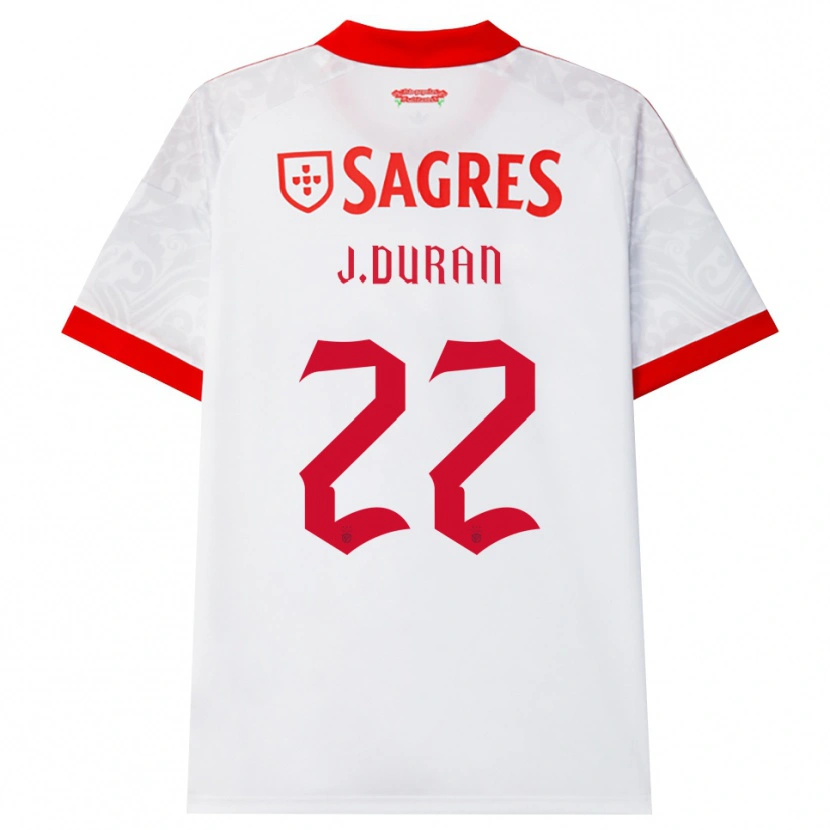 Danxen Kinderen Jhon Durán #22 Wit Rood Geel Uitshirt Uittenue 2026/27 T-Shirt België