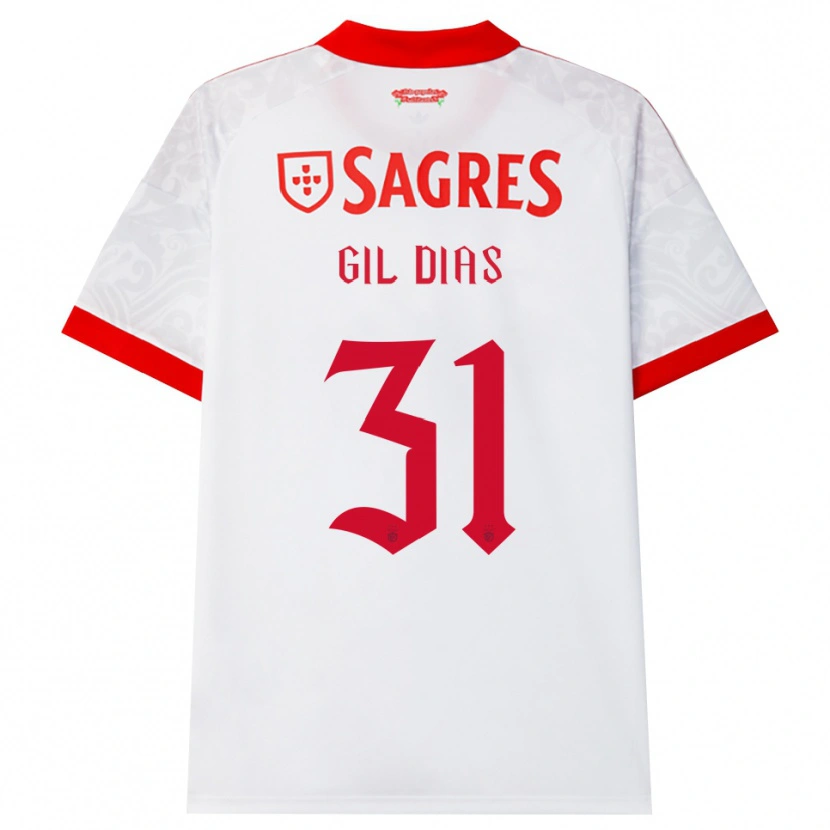 Danxen Kinderen Gil Dias #31 Wit Rood Geel Uitshirt Uittenue 2026/27 T-Shirt België