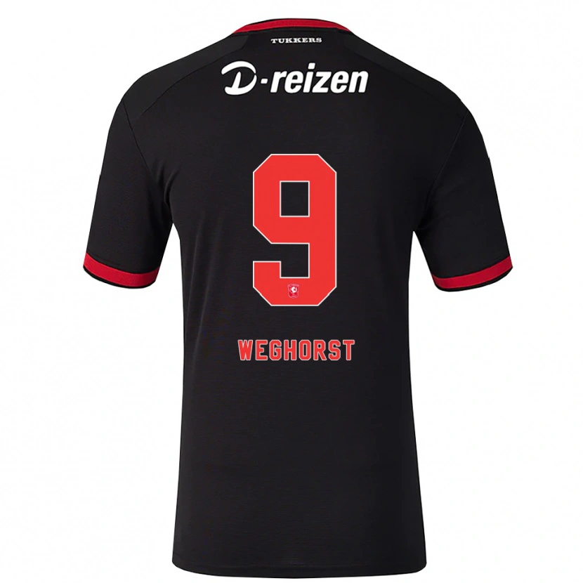 Danxen Kinderen Wout Weghorst #9 Rood Wit Zwart Uitshirt Uittenue 2026/27 T-Shirt België