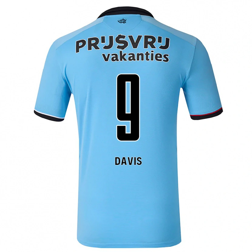 Danxen Kinderen Kevin Davis #9 Diephemelsblauw Zwart Rood Uitshirt Uittenue 2026/27 T-Shirt België