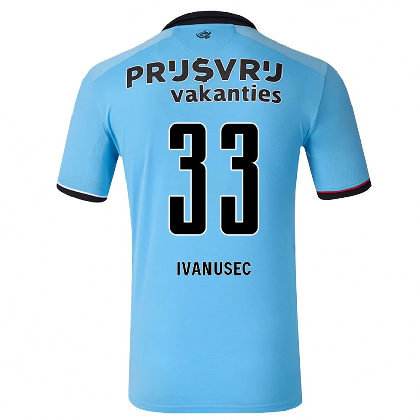 Danxen Kinderen Luka Ivanušec #33 Diephemelsblauw Zwart Rood Uitshirt Uittenue 2026/27 T-Shirt België