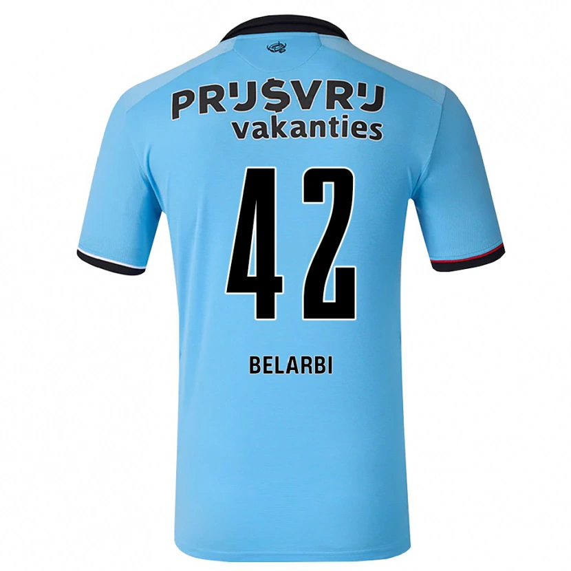 Danxen Kinderen Abdel Belarbi #42 Diephemelsblauw Zwart Rood Uitshirt Uittenue 2026/27 T-Shirt België