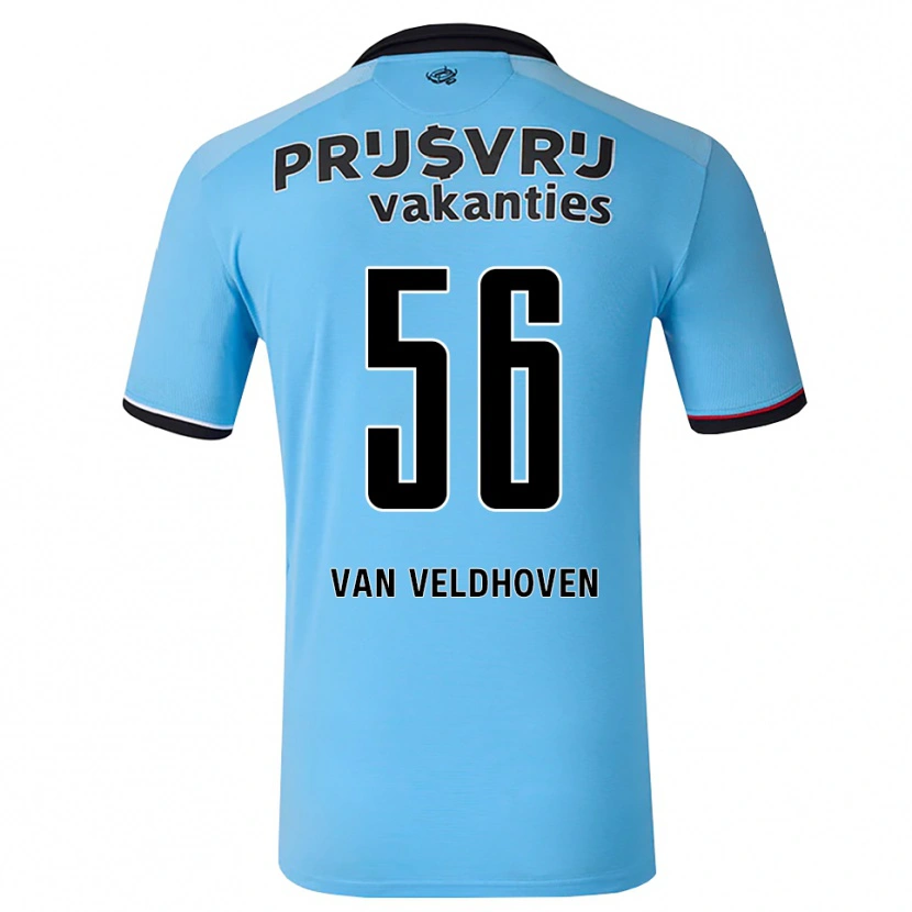 Danxen Kinderen Kars Van Veldhoven #56 Diephemelsblauw Zwart Rood Uitshirt Uittenue 2026/27 T-Shirt België