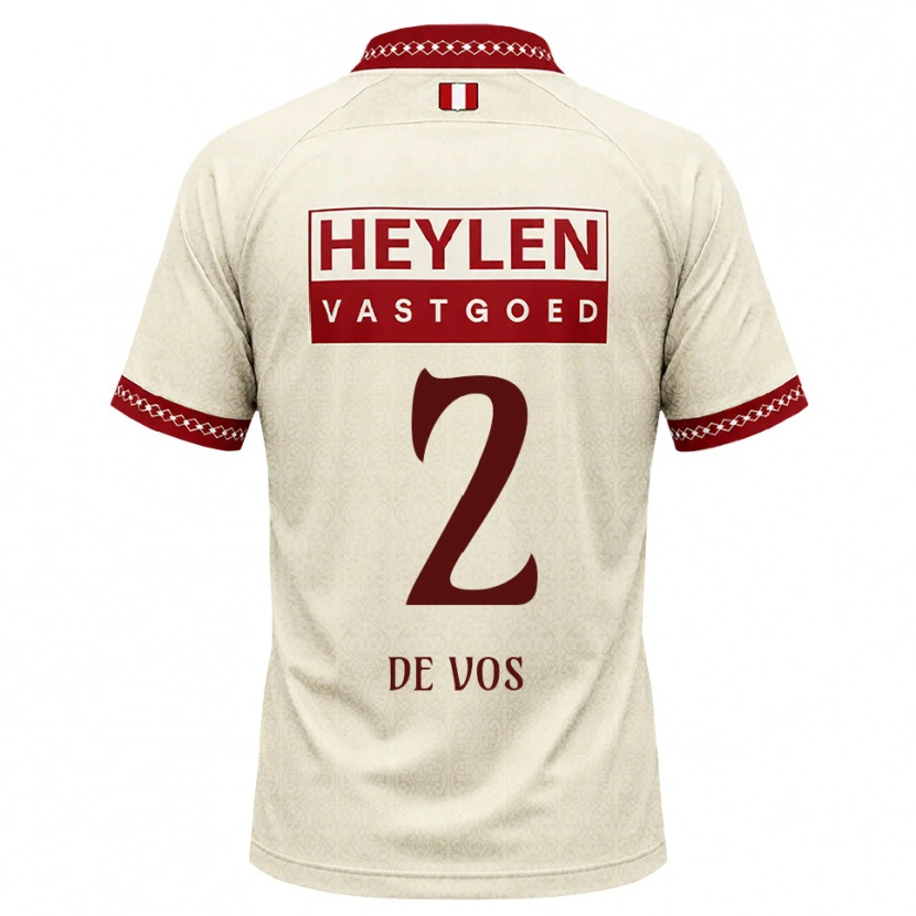 Danxen Kinderen Lucas De Vos #2 Beige Rood Uitshirt Uittenue 2026/27 T-Shirt België