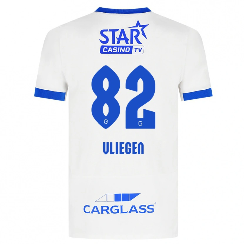 Danxen Kinderen Olivier Vliegen #82 Wit Blauw Uitshirt Uittenue 2026/27 T-Shirt België
