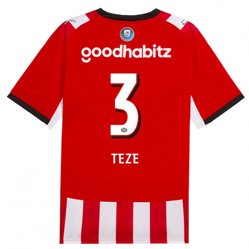Danxen Heren Jordan Teze #3 Rood Wit Zwart Thuisshirt Thuistenue 2026/27 T-Shirt België