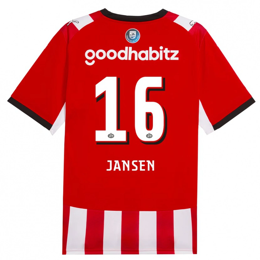 Danxen Heren Sem Jansen #16 Rood Wit Zwart Thuisshirt Thuistenue 2026/27 T-Shirt België