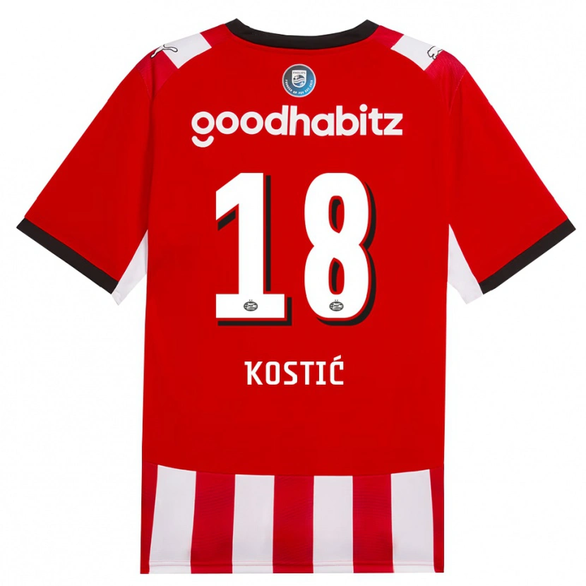 Danxen Heren Filip Kostic #18 Rood Wit Zwart Thuisshirt Thuistenue 2026/27 T-Shirt België