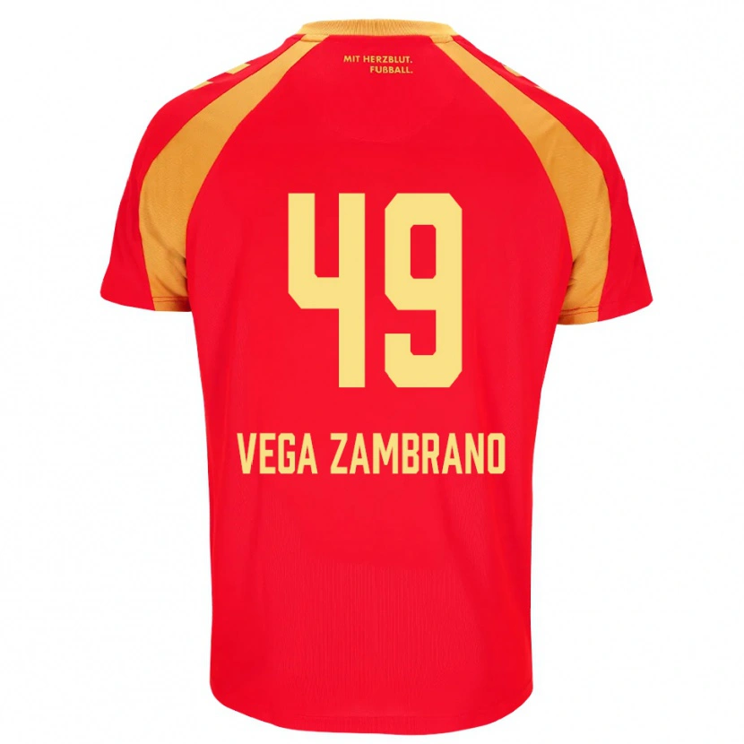 Danxen Heren Joel Vega Zambrano #49 Rood Oranje Zwart Uitshirt Uittenue 2026/27 T-Shirt België