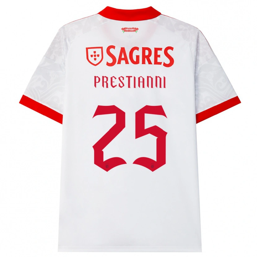 Danxen Heren Gianluca Prestianni #25 Wit Rood Geel Uitshirt Uittenue 2026/27 T-Shirt België