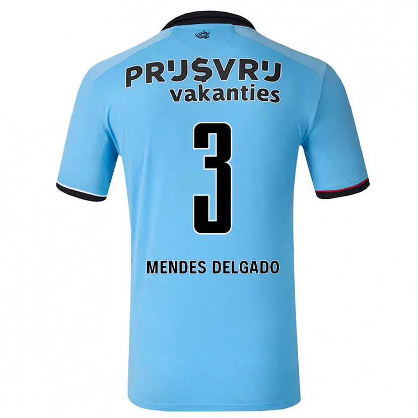 Danxen Heren Nestly Mendes Delgado #3 Diephemelsblauw Zwart Rood Uitshirt Uittenue 2026/27 T-Shirt België