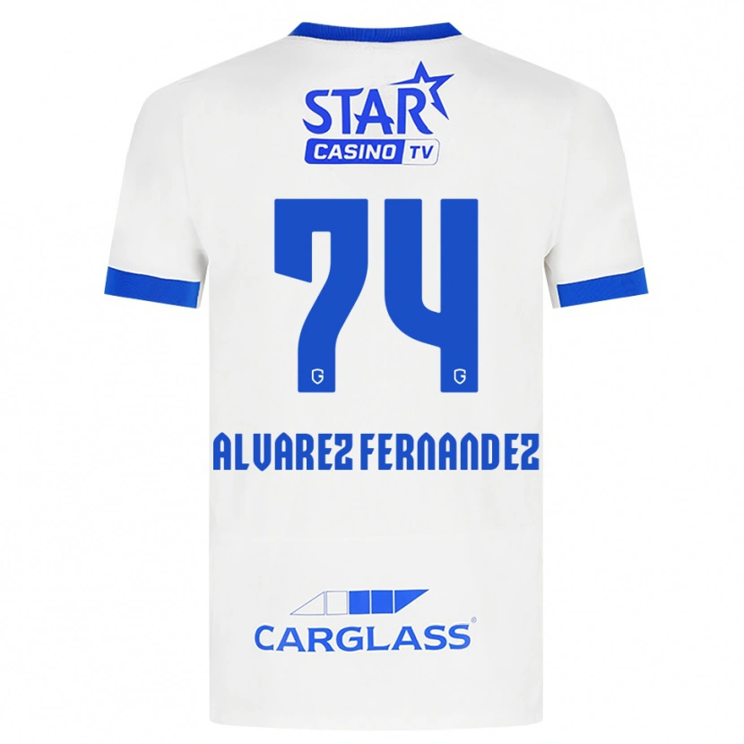 Danxen Heren Loïc Alvarez Fernandez #74 Wit Blauw Uitshirt Uittenue 2026/27 T-Shirt België