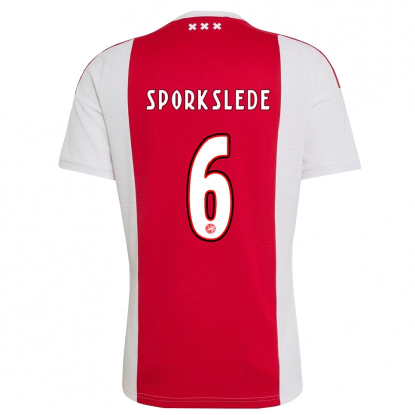 Danxen Dames Fabian Sporkslede #6 Rood Wit Geel Thuisshirt Thuistenue 2026/27 T-Shirt België