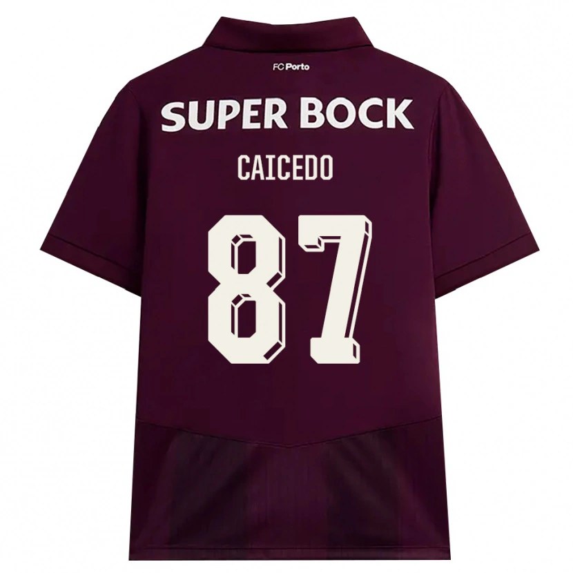 Danxen Dames Brayan Caicedo #87 Bordeauxrood Wit Uitshirt Uittenue 2026/27 T-Shirt België