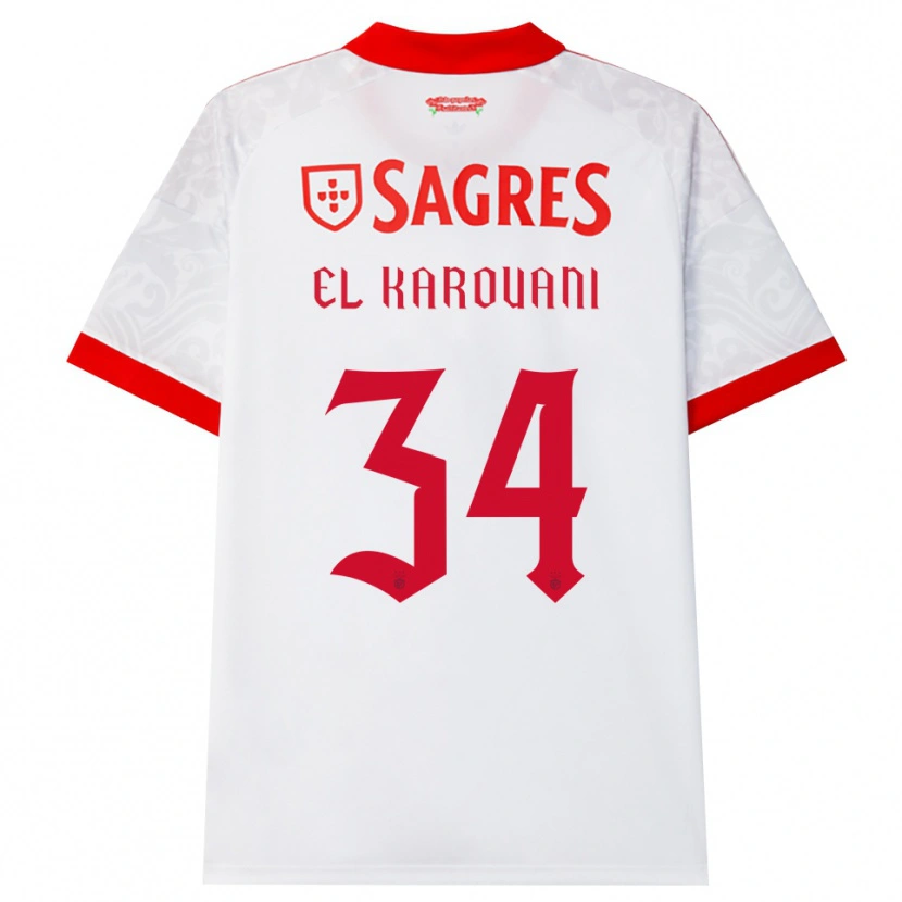 Danxen Dames Souffian El Karouani #34 Wit Rood Geel Uitshirt Uittenue 2026/27 T-Shirt België