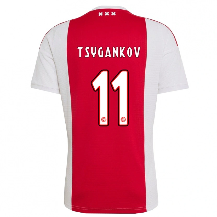 Danxen Dames Viktor Tsygankov #11 Rood Wit Geel Thuisshirt Thuistenue 2026/27 T-Shirt België
