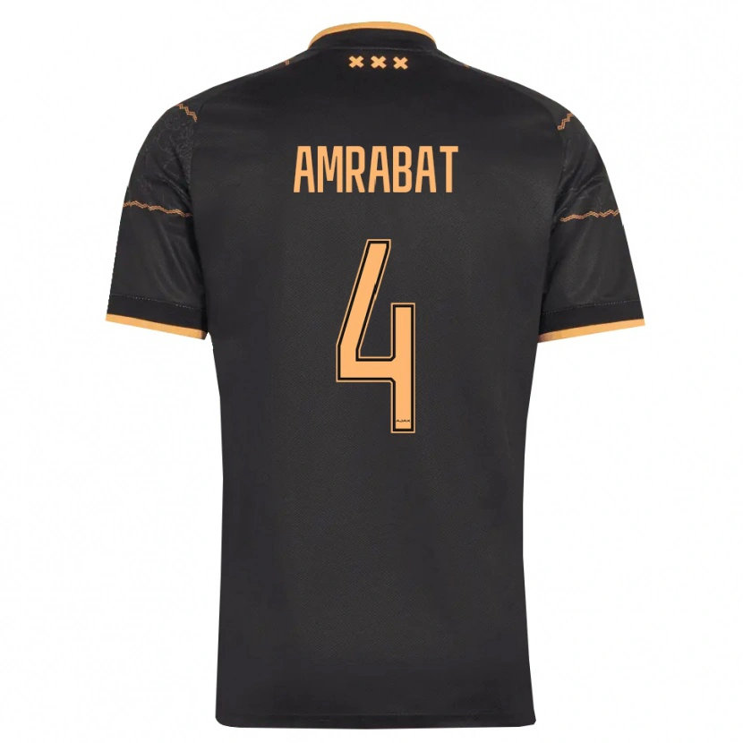 Danxen Dames Sofyan Amrabat #4 Zwart Oranje Uitshirt Uittenue 2026/27 T-Shirt België