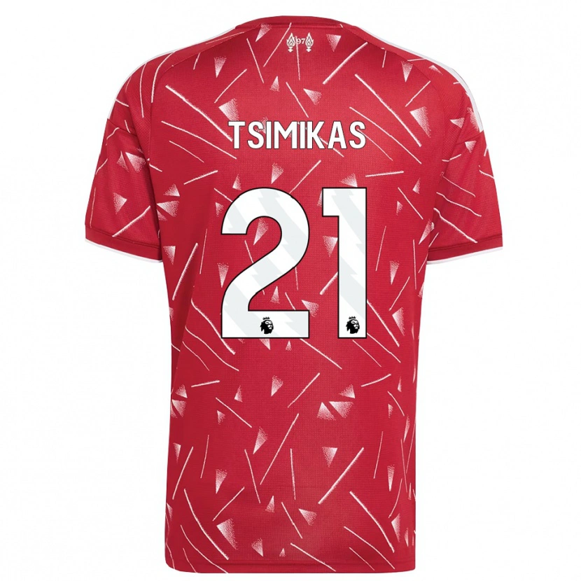 Danxen Kinderen Konstantinos Tsimikas #21 Wit Rood Thuisshirt Thuistenue 2026/27 T-Shirt België