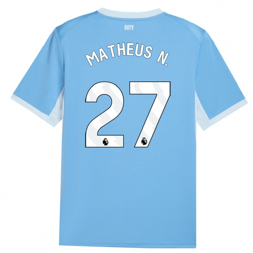 Danxen Kinderen Matheus Nunes #27 Licht Hemelsblauw Wit Thuisshirt Thuistenue 2026/27 T-Shirt België