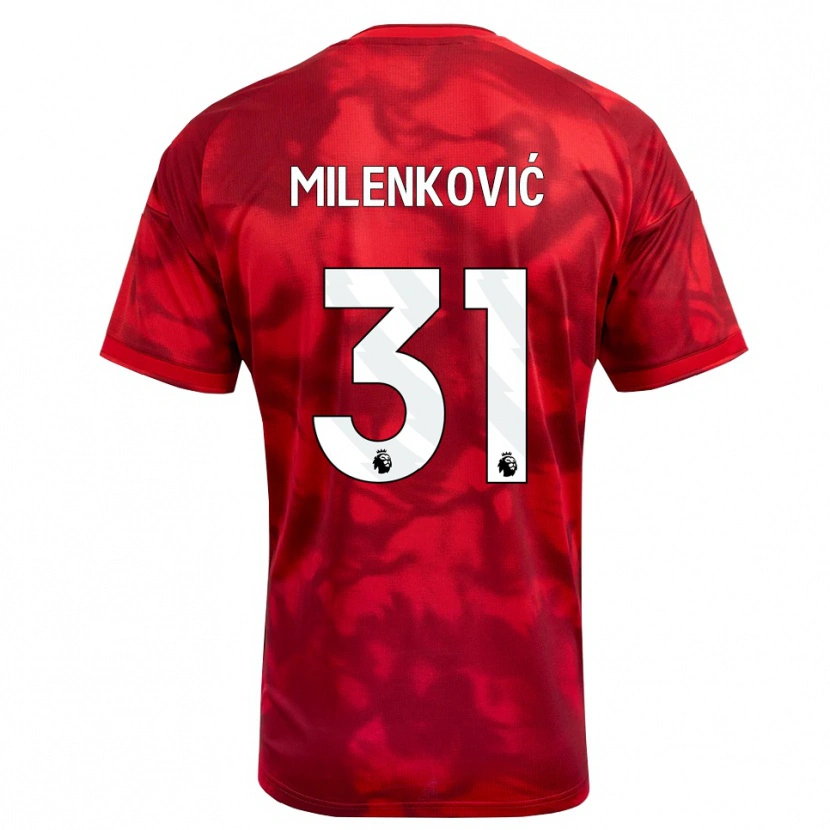 Danxen Kinderen Nikola Milenković #31 Krimson Wit Thuisshirt Thuistenue 2026/27 T-Shirt België
