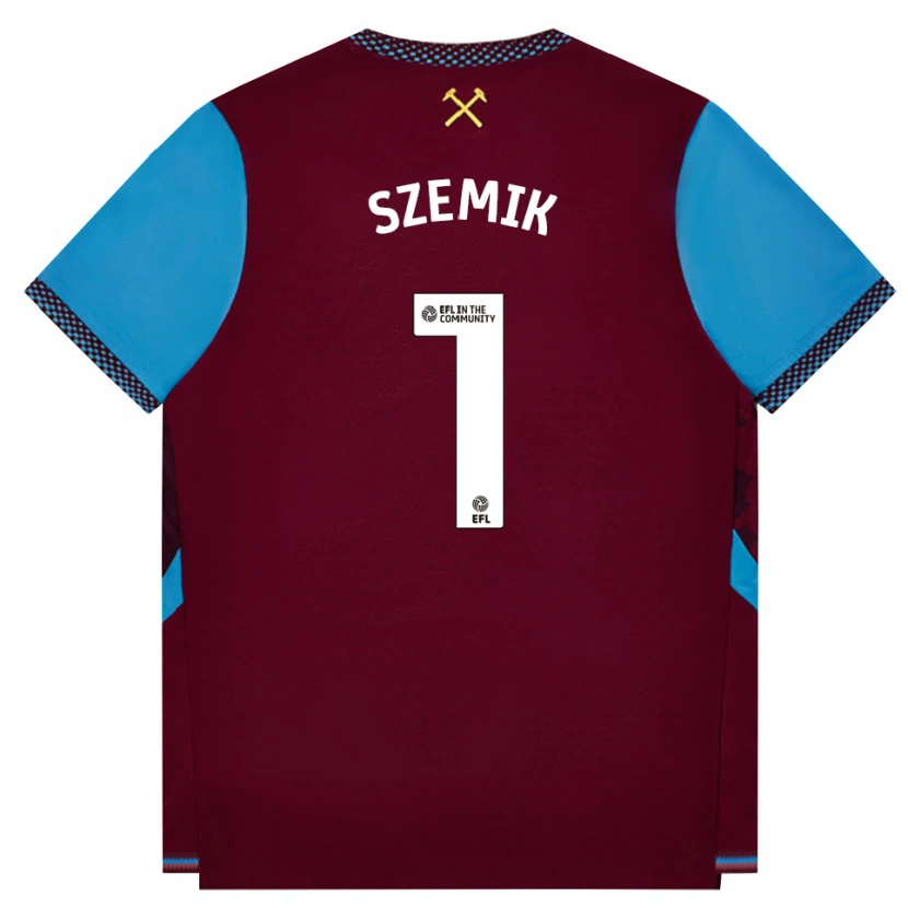 Danxen Kinderen Kinga Szemik #1 Bordeaux Korenbloemblauw Thuisshirt Thuistenue 2026/27 T-Shirt België
