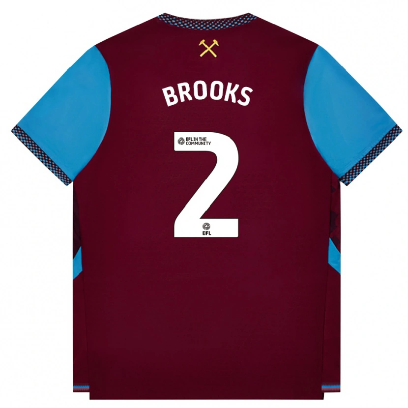 Danxen Kinderen Connor Brooks #2 Bordeaux Korenbloemblauw Thuisshirt Thuistenue 2026/27 T-Shirt België
