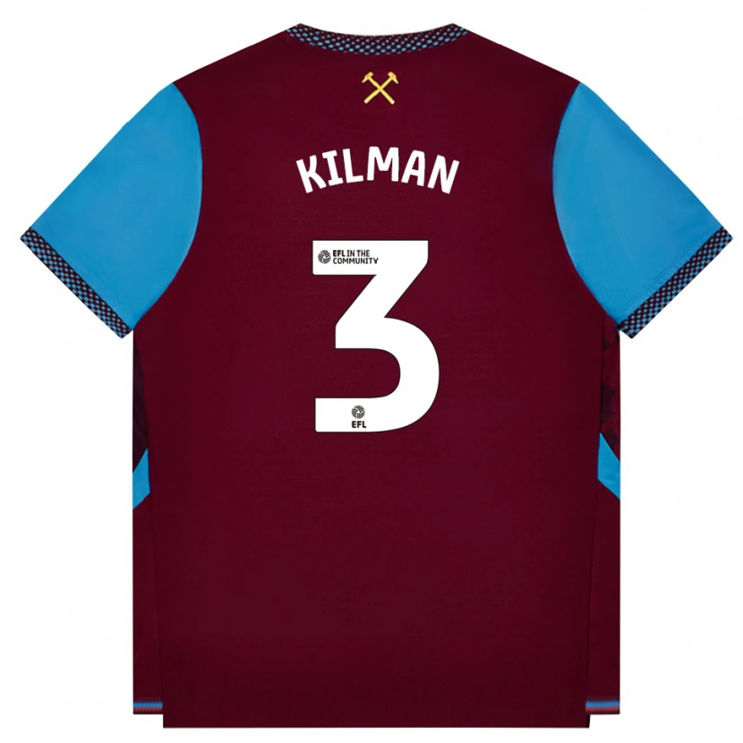 Danxen Kinderen Maximilian Kilman #3 Bordeaux Korenbloemblauw Thuisshirt Thuistenue 2026/27 T-Shirt België