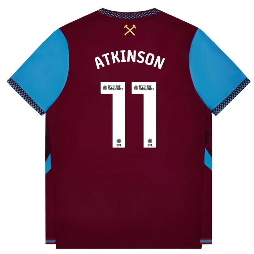 Danxen Kinderen Izzy Atkinson #11 Bordeaux Korenbloemblauw Thuisshirt Thuistenue 2026/27 T-Shirt België