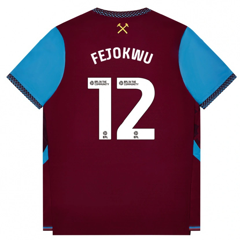 Danxen Kinderen Emmanuel Fejokwu #12 Bordeaux Korenbloemblauw Thuisshirt Thuistenue 2026/27 T-Shirt België