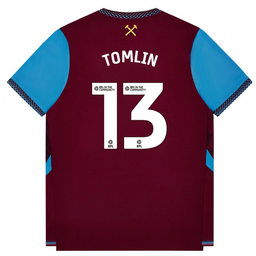 Danxen Kinderen Jack Tomlin #13 Bordeaux Korenbloemblauw Thuisshirt Thuistenue 2026/27 T-Shirt België