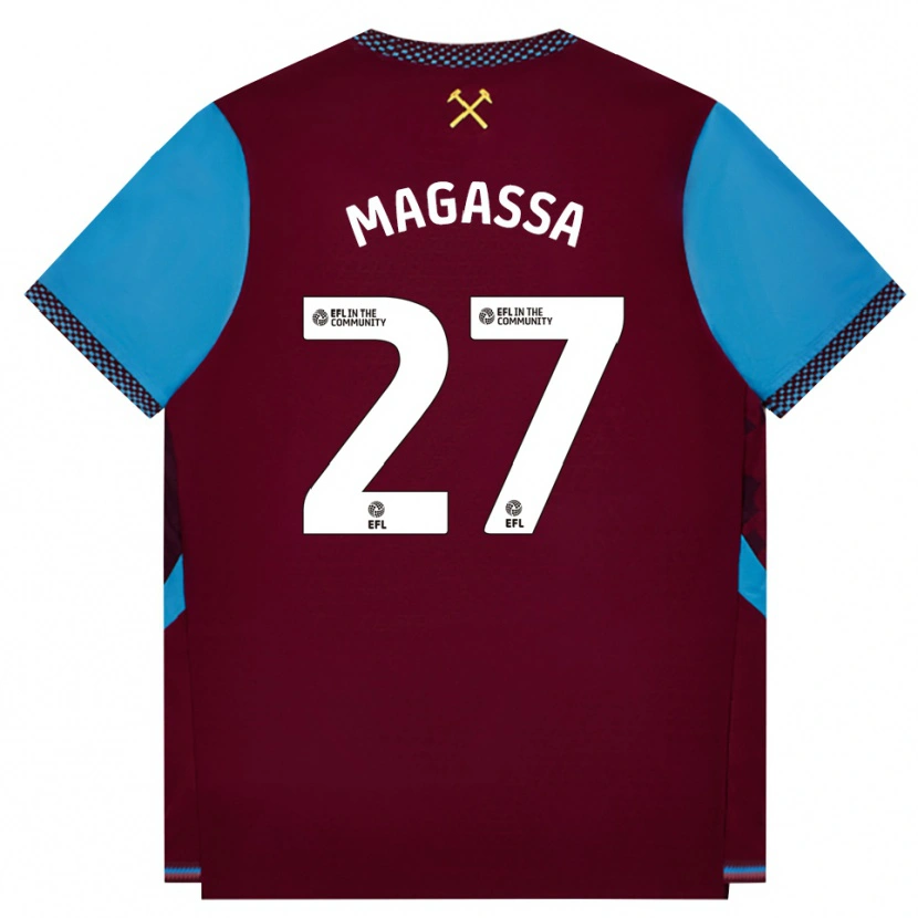 Danxen Kinderen Soungoutou Magassa #27 Bordeaux Korenbloemblauw Thuisshirt Thuistenue 2026/27 T-Shirt België