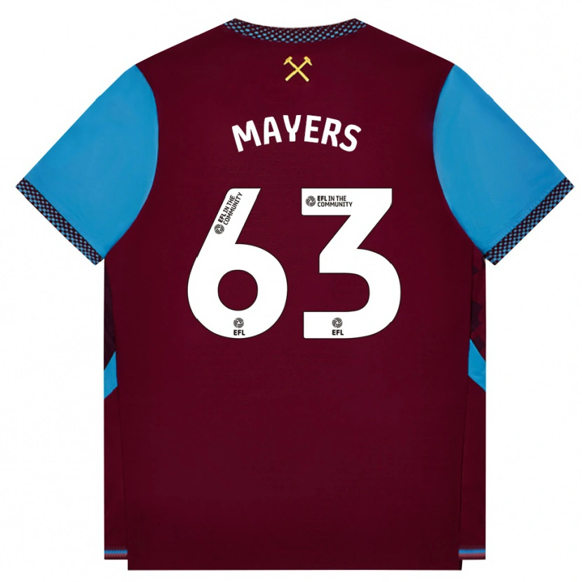 Danxen Kinderen Ezra Mayers #63 Bordeaux Korenbloemblauw Thuisshirt Thuistenue 2026/27 T-Shirt België
