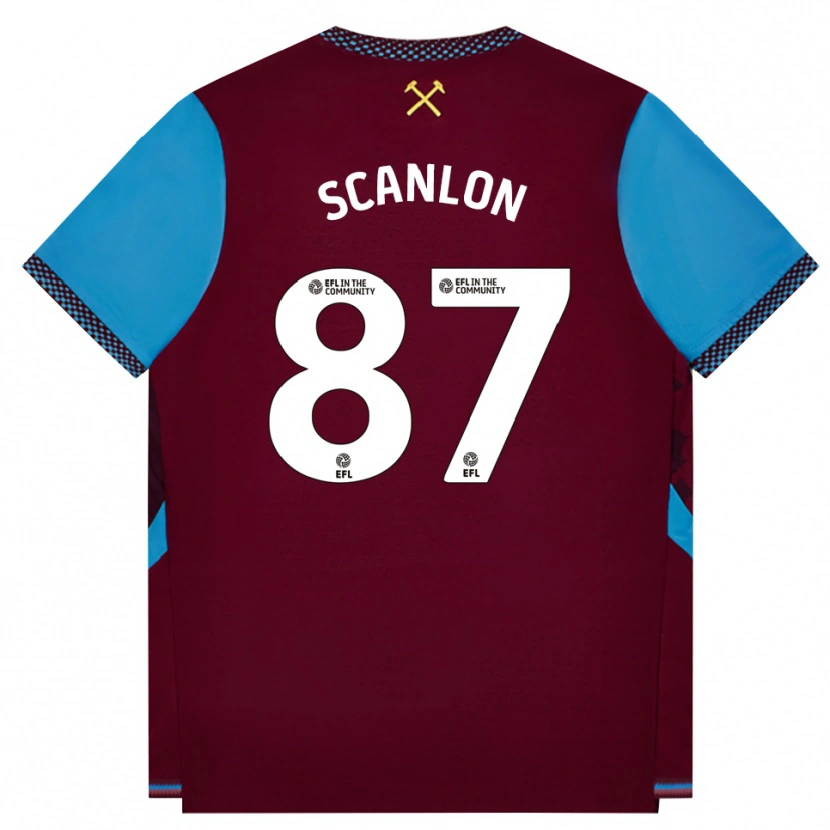 Danxen Kinderen Joe Scanlon #87 Bordeaux Korenbloemblauw Thuisshirt Thuistenue 2026/27 T-Shirt België