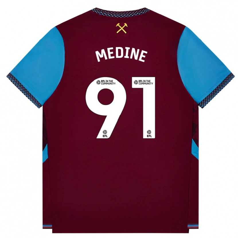 Danxen Kinderen Jephthah Medine #91 Bordeaux Korenbloemblauw Thuisshirt Thuistenue 2026/27 T-Shirt België