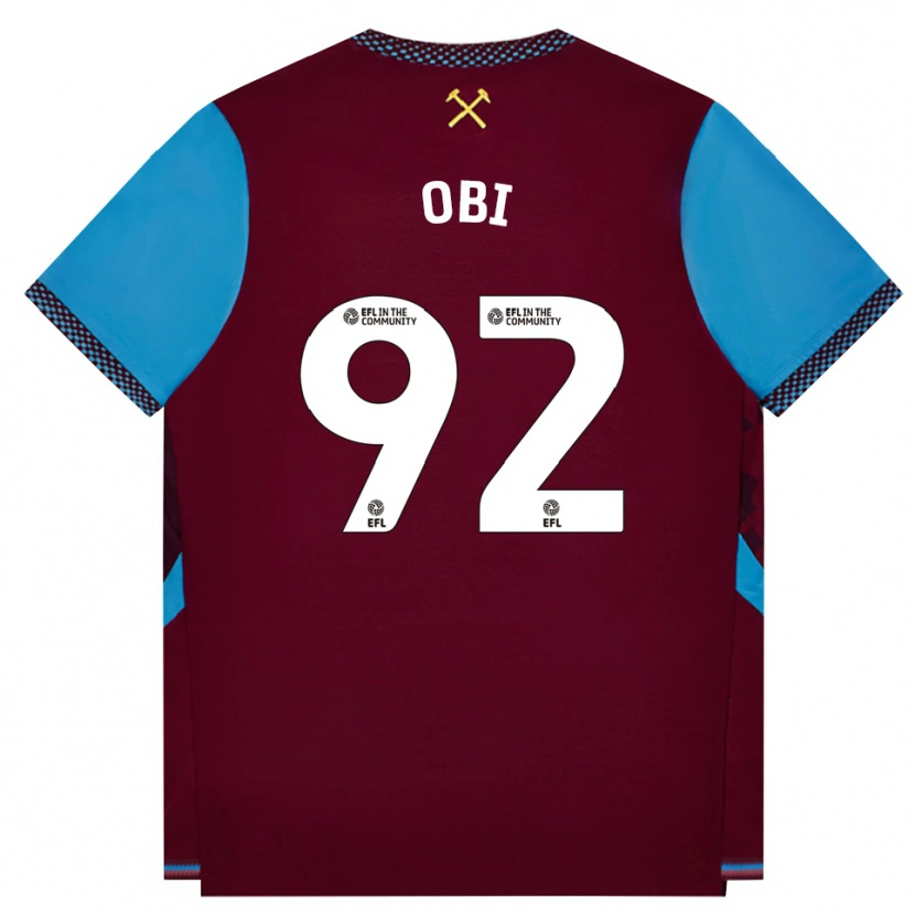 Danxen Kinderen Chuk Obi #92 Bordeaux Korenbloemblauw Thuisshirt Thuistenue 2026/27 T-Shirt België