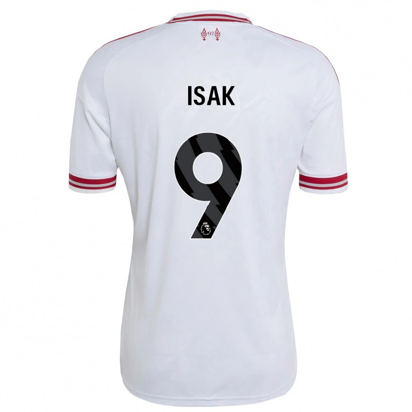 Danxen Kinderen Alexander Isak #9 Rood Wit Uitshirt Uittenue 2026/27 T-Shirt België