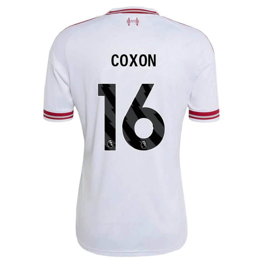 Danxen Kinderen Zak Coxon #16 Rood Wit Uitshirt Uittenue 2026/27 T-Shirt België