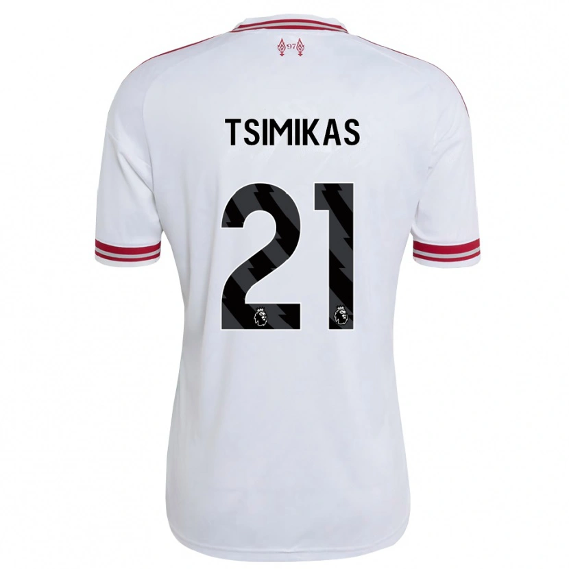 Danxen Kinderen Konstantinos Tsimikas #21 Rood Wit Uitshirt Uittenue 2026/27 T-Shirt België