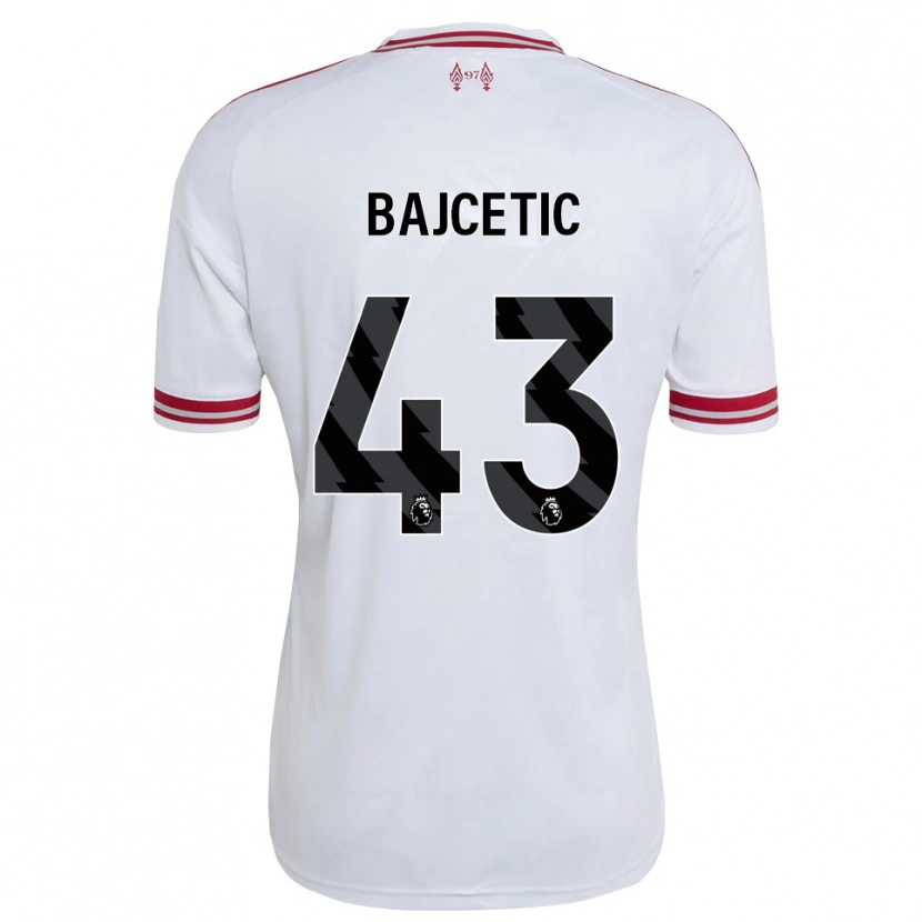Danxen Kinderen Stefan Bajcetic #43 Rood Wit Uitshirt Uittenue 2026/27 T-Shirt België