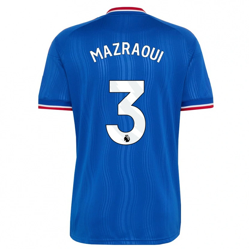 Danxen Kinderen Noussair Mazraoui #3 Blauw Wit Rood Uitshirt Uittenue 2026/27 T-Shirt België