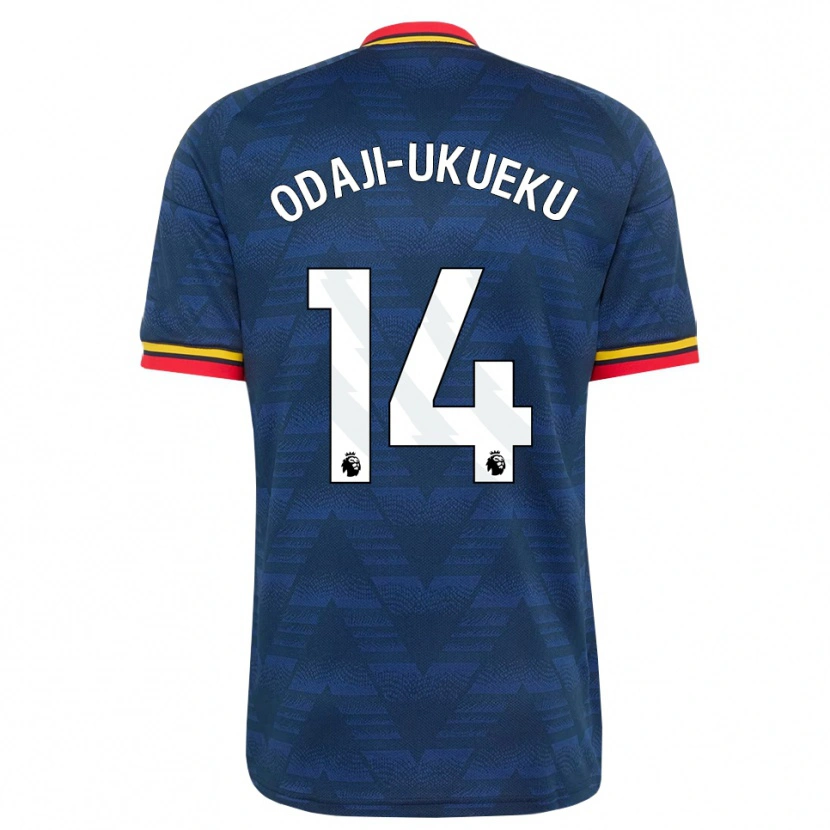 Danxen Kinderen Theo Odaji-Ukueku #14 Middernachtblauw Geel Rood Uitshirt Uittenue 2026/27 T-Shirt België